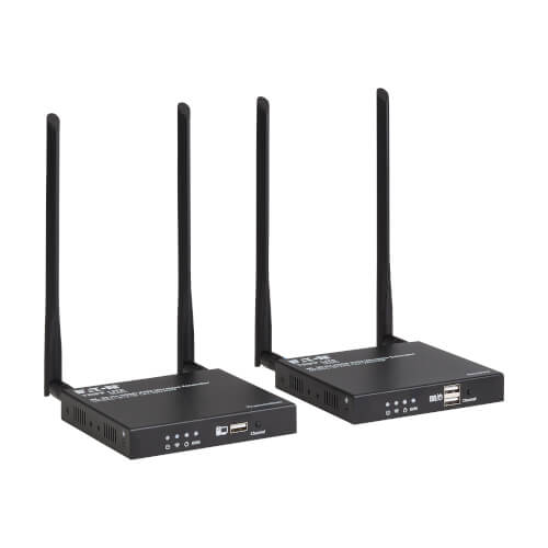 Product Image: B127B-1A1-WHKVM Tripp Lite series Wireless HDMI + USB KVM Extender Kit - 4K 30 Hz, SSID Channel Switching, IR Passback, Up to 164 ft. (50 m)