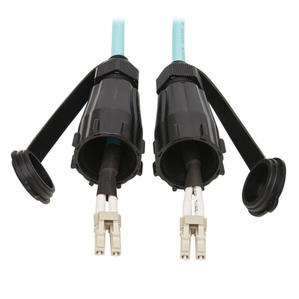 b166161569457746d1fa5c1f5cf58685-2 Tripp Lite series 10Gb Rigid Industrial Duplex Multimode 50/125 OM3 Fiber Patch Cable (LC/LC) - IP68, Aqua, 1 m (3 ft.)
