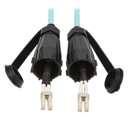 Tripp Lite series 10Gb Rigid Industrial Duplex Multimode 50/125 OM3 Fiber Patch Cable (LC/LC) - IP68, Aqua, 2 m (6.6 ft.)
