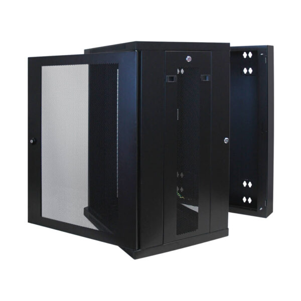 Tripp Lite series SmartRack 18U Low-Profile Switch-Depth Wall-Mount Rack Enclosure Cabinet, Hinged Back