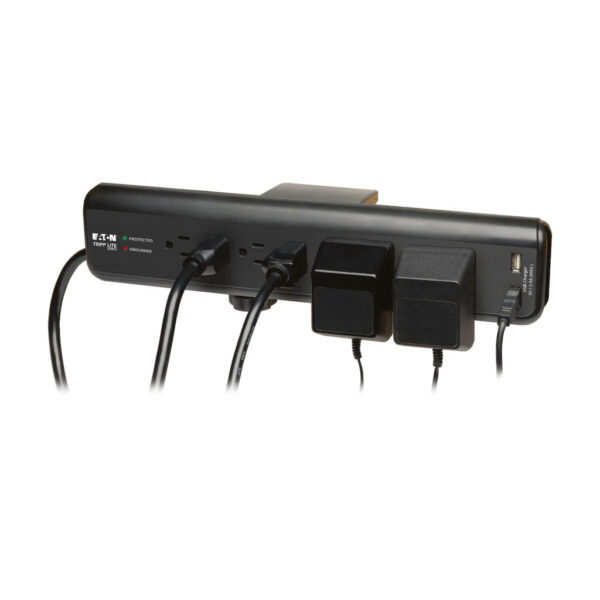 Tripp Lite series Protect It! 6-Outlet Clamp-Mount Surge Protector, 6 ft. (1.83 m) Cord, 2100 Joules, 2 x USB Charging ports (2.1A total)