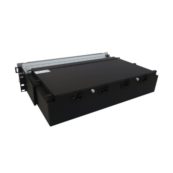 b2600923ca1bfdedb277e6c5cd1bd486 Tripp Lite series Preloaded Fiber Patch Panel, 2U - 32x (12F MTP/MPO-APC to 4x LC Duplex F/F) 8F Trunk Cables, OS2 Singlemode, 3 m (9.8 ft.)