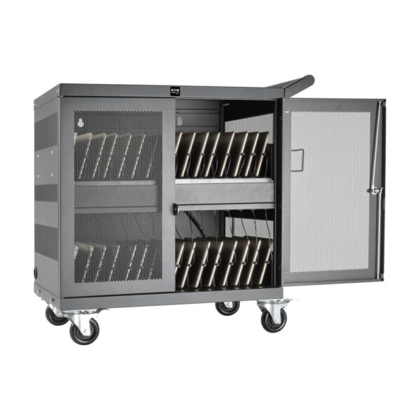 Tripp Lite series Multi-Device Charging Cart, 32 USB Ports, iPad and Android Tablets, Wall-Mount Option, Black