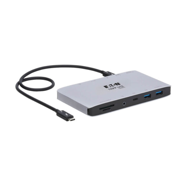 Tripp Lite Thunderbolt 3 Dual-Display Dock, 8K DisplayPort, USB 3.2 Gen 2 10G, USB-A/C Hub, Memory Card, GbE, 60W Charging - MTB3-DOCK-03