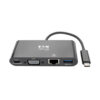 b327c8fed7311ba1087a975c02fa85c6 Tripp Lite series USB-C Multiport Adapter, VGA, USB 3.x (5Gbps) Hub Port, Gigabit Ethernet and 60W PD Charging, Black