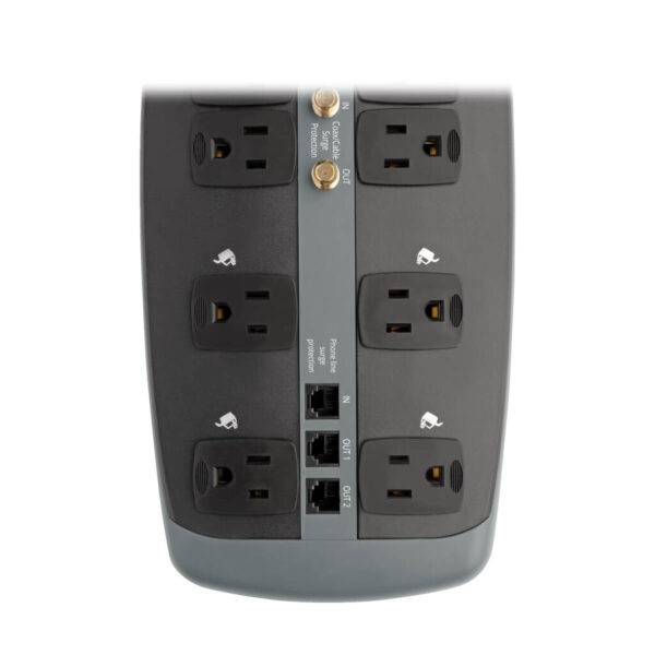 Tripp Lite series Protect It! 10-Outlet Surge Protector, 8 ft. (2.43 m) Cord, 3345 Joules, Tel/Modem/Coaxial Protection
