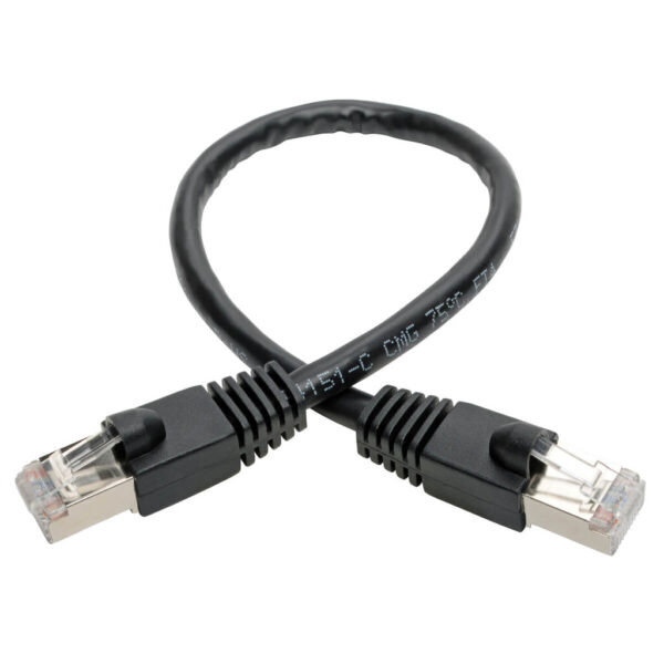 Tripp Lite series Cat6a 10G Snagless Shielded STP Ethernet Cable (RJ45 M/M), PoE, Black, 6-in. (15.24 cm)