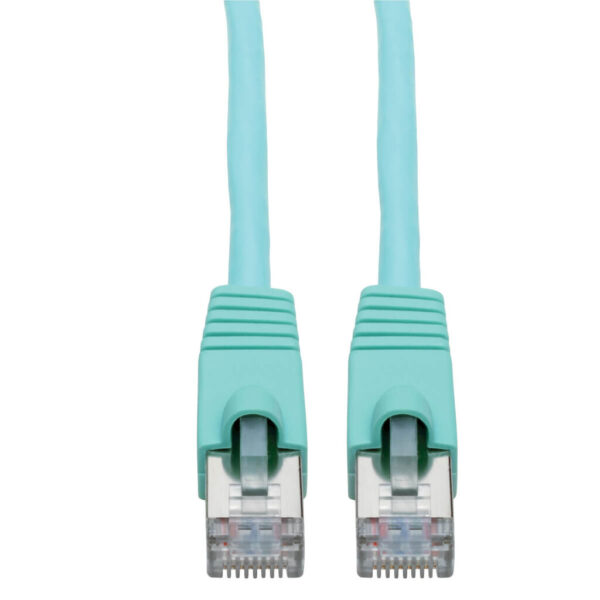 b4585bfdb9c4806e6c32d238f3e09400 Tripp Lite series Cat6a 10G Snagless Shielded STP Ethernet Cable (RJ45 M/M), PoE, Aqua, 3 ft. (0.91 m)