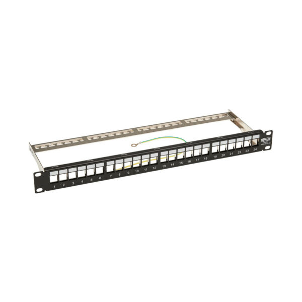 Tripp Lite series 24-Port 1U Rack-Mount Shielded Blank Keystone/Multimedia Patch Panel, RJ45 Ethernet, USB, HDMI, Cat5e/6