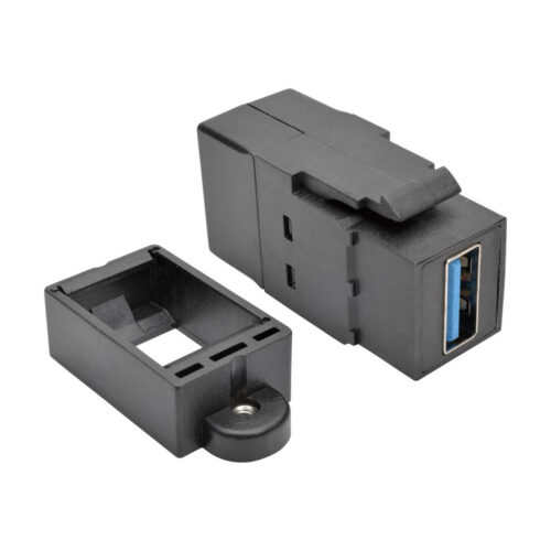 Tripp Lite series USB 3.0 All-in-One Keystone/Panel Mount Coupler (F/F), Black, TAA