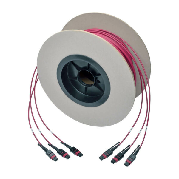 Tripp Lite MTP/MPO Multimode Base-8 Trunk Cable, 24-Strand, 40GB/100GB, 40/100GBASE-SR4, OM4 Plenum-Rated (3xF/3xF), Magenta, 61 m - N858-61M-3X8-MG