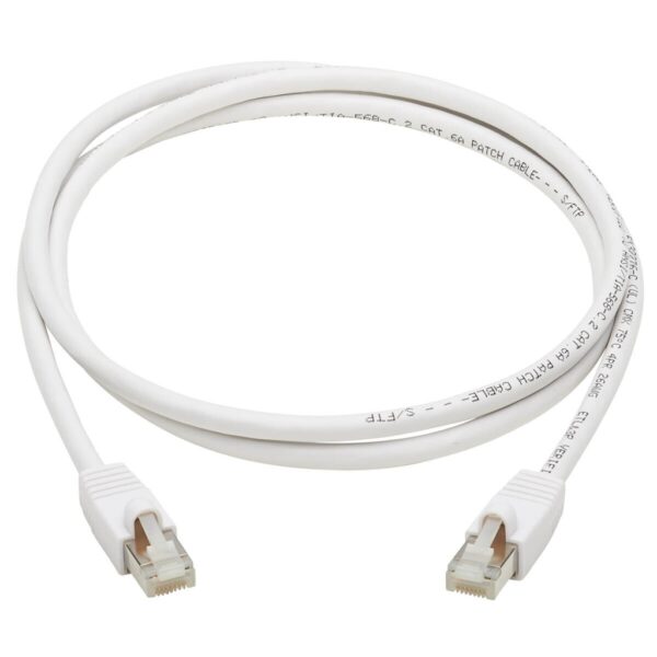 Tripp Lite series Safe-IT Cat6a 10G Snagless Antibacterial S/FTP Ethernet Cable (RJ45 M/M), PoE, White, 5 ft. (1.52 m), TAA