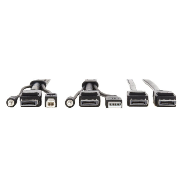 Tripp Lite series Dual DisplayPort KVM Cable Kit - DP, USB, 3.5 mm Audio (3xM/3xM) + DP (M/M), 4K, 4:4:4, 10 ft. (3.05 m), Black