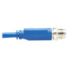 b49bdc55b40fc1cd7a48e2d81aa7fc2c-1 Tripp Lite series M12 X-Code Cat6 1G UTP CMR-LP Ethernet Cable (Right-Angle M/M), IP68, PoE, Blue, 5 m (16.4 ft.), TAA