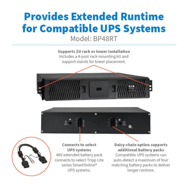 Tripp Lite series 48V Extended Battery Module (EBM) for SmartOnline UPS Systems, 2U Rack/Tower