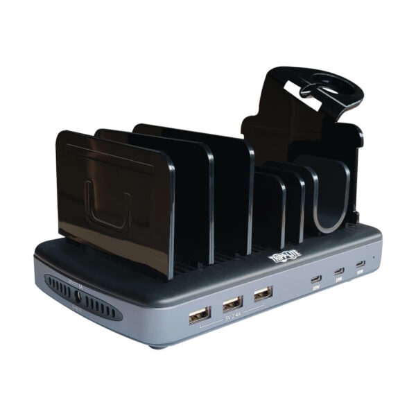 Tripp Lite series 120W Multi-Device Charging Station - 60W USB-C, 2x 20W USB-C, and 3x USB-A Ports for Smartphone, Tablet and Apple Watch with Storage