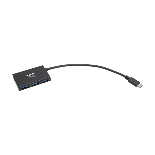 b5591bf121fdd31df99f0753684abe21 Tripp Lite series 4-Port USB-C Hub, USB 3.x Gen 2 (10Gbps), 4x USB-A Ports, Thunderbolt 3 Compatible, Aluminum Housing, Black