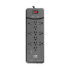 Tripp Lite series Protect It! 12-Outlet Surge Protector, 8 ft. (2.43 m) Cord, 4320 Joules, Tel/Modem/Coax Protection, 2 USB Ports, Black