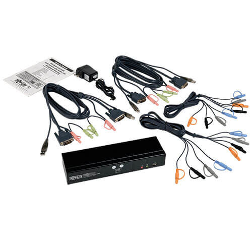 Tripp Lite series 2-Port DVI Dual-Link / USB KVM Switch with Audio and Cables, TAA