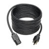 Tripp Lite series Desktop Computer AC Power Cable, NEMA 5-15P to C13 - 10A, 125V, 18 AWG, 15 ft. (4.57 m), Black