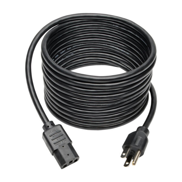 Tripp Lite series Desktop Computer AC Power Cable, NEMA 5-15P to C13 - 10A, 125V, 18 AWG, 15 ft. (4.57 m), Black