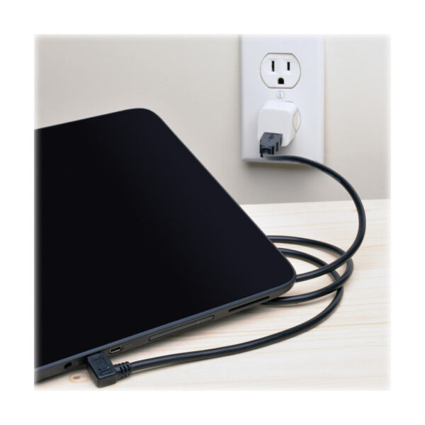 b69c8f8aedd682fe6a8f18838e8c42d1 Tripp Lite series Dedicated Reversible USB Charging Cable (Reversible A to Right-Angle 5-Pin Micro B) Black, 3 ft. (0.91 m)