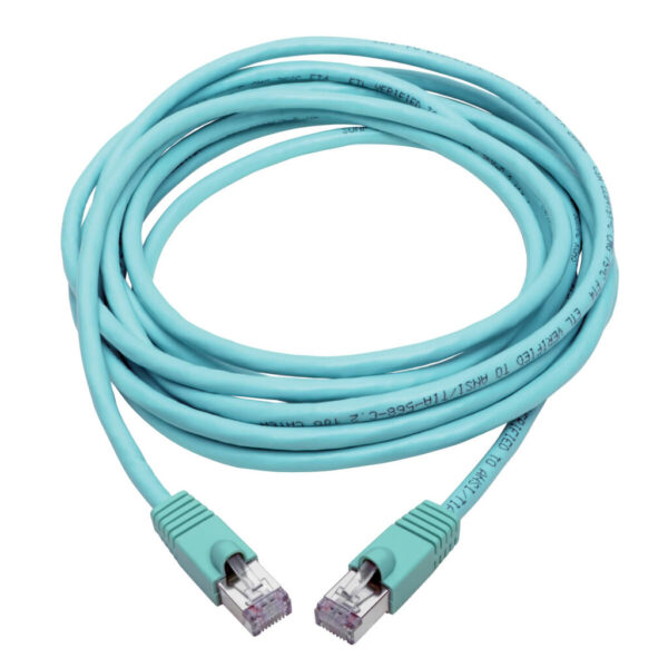 Tripp Lite series Cat6a 10G Snagless Shielded STP Ethernet Cable (RJ45 M/M), PoE, Aqua, 14 ft. (4.27 m)