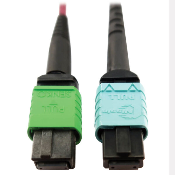 b713221f02f709a26eb0659f83e833c2 Tripp Lite series 400G Multimode 50/125 OM4 Plenum Fiber Optic Cable, 16F MTP/MPO-APC to 24F MTP/MPO-UPC (F/F), Magenta, 5 m