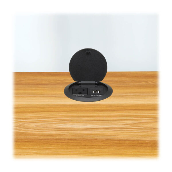 b73e17a4deca696fa1100255548e84a0 Tripp Lite series Protect It! In-Desktop Power Grommet - NEMA 5-15P, 2x USB-A Charging, Surge Protection, 10 ft. Cord, Antimicrobial, Black