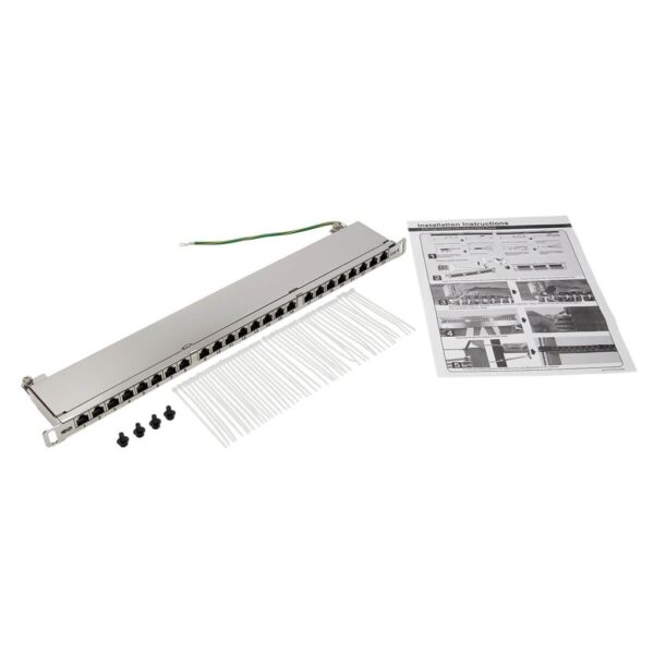 Tripp Lite series Cat5e/Cat6 24-Port Patch Panel - Shielded, Krone IDC, 568A/B, RJ45 Ethernet, 0.5U Rack-Mount, TAA