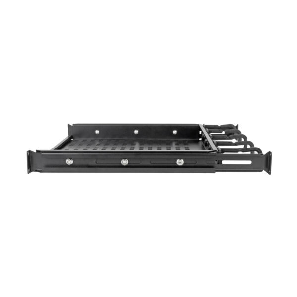 Tripp Lite series SmartRack Cantilevered Steel Rack Shelf - 1U, Vented, Integrated Cable Rings, 14.2 in. Deep, Holds up to 50 lbs (22.2 kgs)