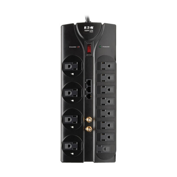 Tripp Lite series Protect It! 12-Outlet Surge Protector, 8 ft. (2.43 m) Cord, 2880 Joules, Tel/Modem/Coaxial/Ethernet Protection