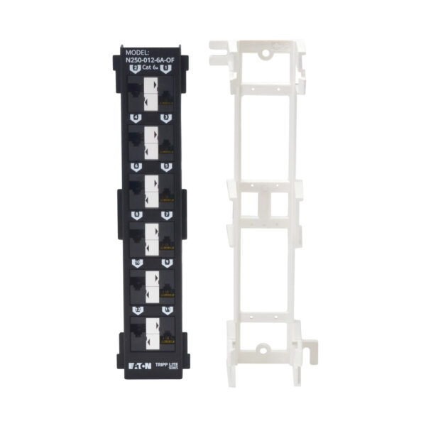 b870d031380bf3bd19341ebe3d2773f0 Tripp Lite series 12-Port Cat6a Wall-Mount Patch Panel - PoE+ Compliant, 110, 568A/B, RJ45 Ethernet, Offset Ports, TAA