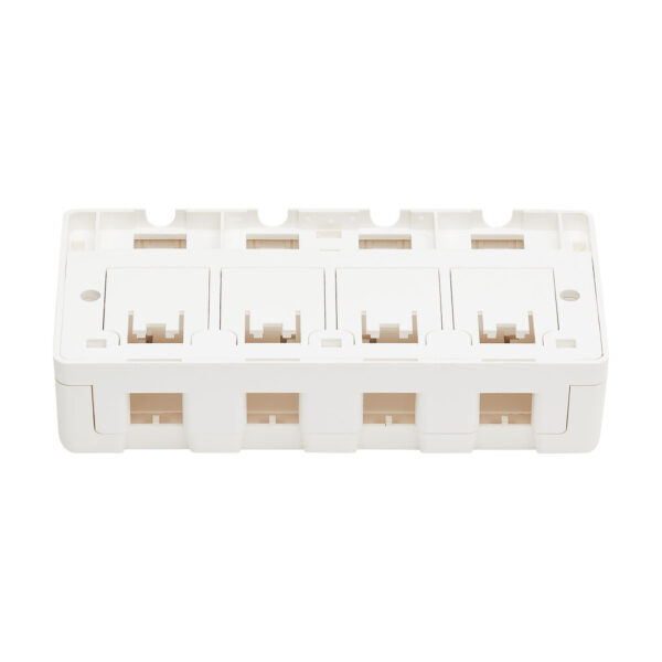 b8d7e5be809cb64b90b7ff01e968fed8 Tripp Lite series Surface-Mount Box for Keystone Jacks - 4 Ports, White, TAA