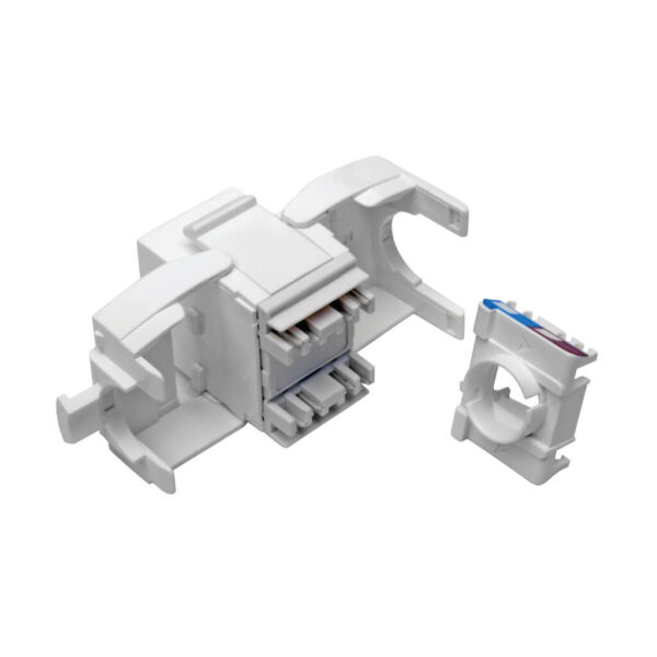 Tripp Lite series Keystone Jack Cat6/Cat5e, RJ45, Shuttered, Dust Cap - Toolless, PoE/PoE+ Compliant, White, TAA - N238-001-GY-TF