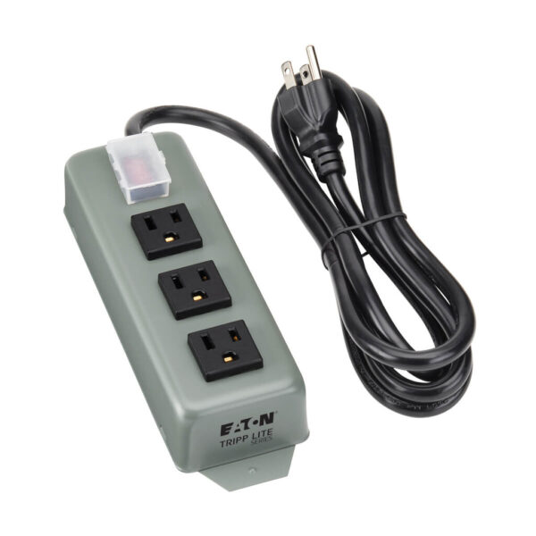 Tripp Lite series Industrial Power Strip, 3-Outlet, 6 ft. (1.8 m) Cord, NEMA 5-15P Plug, Switch Guard