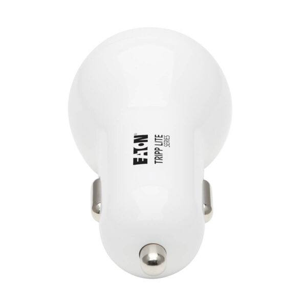b922f77ecf2bd2c695160501163d1303 Tripp Lite series Dual-Port USB Car Charger - 30W PD Charging, USB-C (18W) & USB-A (12W), USB-C to Lightning Cable, White