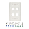 b994299f4a2a861cf353c5e65225a055 Tripp Lite series 4-Port Keystone Faceplate, Single Gang, ID Labels, White, TAA