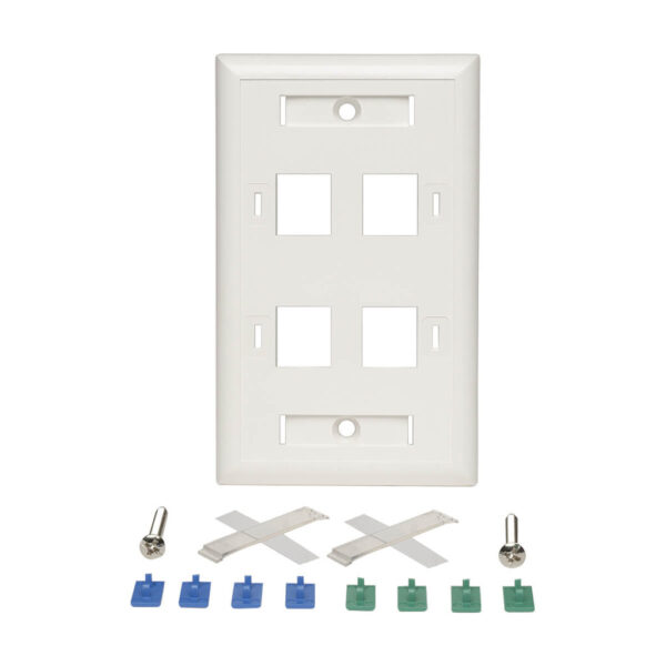 b994299f4a2a861cf353c5e65225a055 Tripp Lite series 4-Port Keystone Faceplate, Single Gang, ID Labels, White, TAA