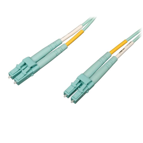 b9e334c92dc3722e22299cc96a0ffbc8 Tripp Lite series 10Gb/40Gb/100Gb Duplex Multimode 50/125 OM4 LSZH Fiber Patch Cable (LC/LC), Aqua, 1M (3.3 ft.)