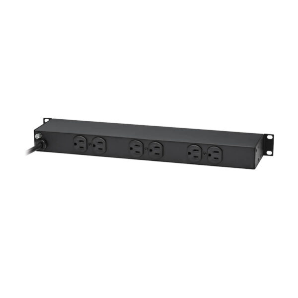 Tripp Lite series 1U Rack-Mount Power Strip, 120V, 15A, 5-15P, 12 Outlets (6 Front-Facing, 6-Rear-Facing), 15 ft. (4.57 m) Cord