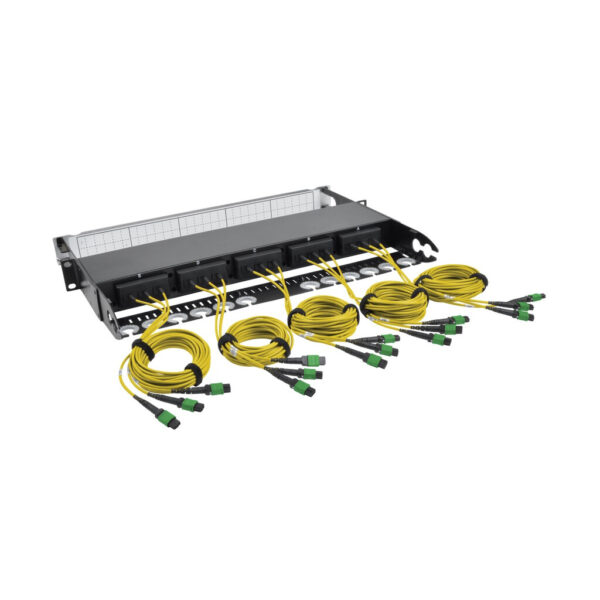 Tripp Lite series 40/100Gb Fiber Breakout Patch Panel, 40Gb to 4 x 10Gb, 100Gb to 4 x 25Gb, 15 MTP QSFP to 60 LC Duplex 9/125 Singlemode Ports, 1U