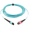 bb964e465b109f588600e6b9a1eb4ac0 Tripp Lite series 400G Multimode 50/125 OM4 Plenum Fiber Optic Cable, 24F MTP/MPO-UPC to 16F MTP/MPO-UPC (F/F), Aqua, 5 m