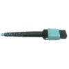 bc0cf4a18fd397516356fe12eef5f983-1 Tripp Lite series 400G Multimode 50/125 OM4 Plenum Fiber Optic Cable, 24F MTP/MPO-PC to (x2) 12F MTP/MPO-PC (F/F), Aqua, 1 m