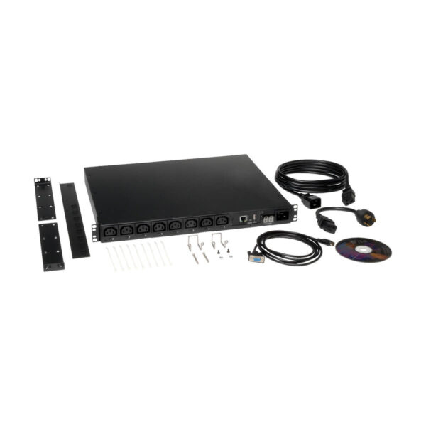 Eaton 3.7kW Single-Phase 208/230V Switched PDU - LX Platform, 8 C13 Outlets, C20 Input with L6-20P Adapter, 2.4m Cord, 1U Rack-mount, TAA