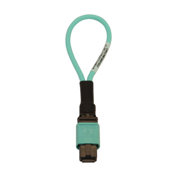 Tripp Lite series Multimode 50/125 OM3 Loopback Fiber Optic Cable Tester (12F MTP/MPO Female), LSZH, Aqua