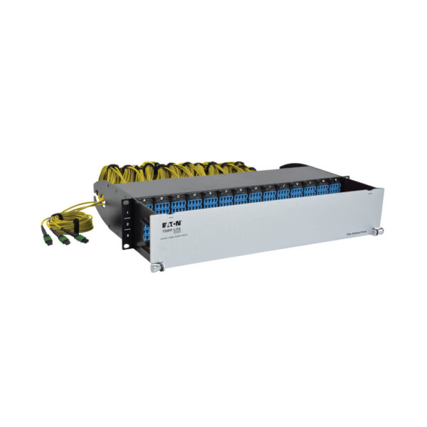 bc319bd34592af1a29f24cf9b45e8501 Tripp Lite series 40/100Gb Fiber Breakout Patch Panel, 40Gb to 4 x 10Gb, 100Gb to 4 x 25Gb, 42 MTP QSFP to 168 LC Duplex 9/125 Singlemode Ports, 2U