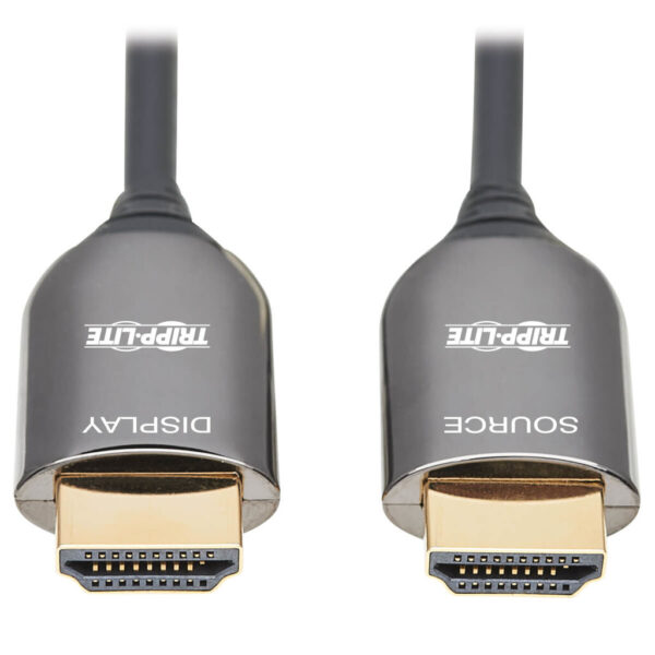 Tripp Lite series 8K HDMI Plenum-Rated Fiber Active Optical Cable (AOC) - 8K UHD @ 60 Hz, HDR, M/M, Black, 25 m (82 ft.)