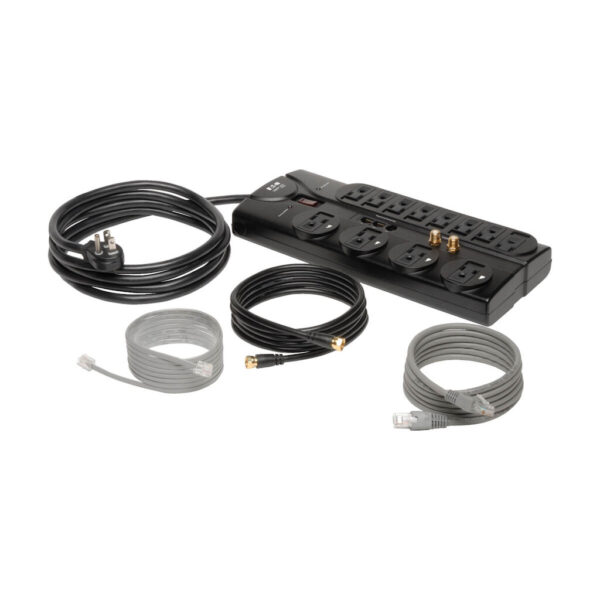 Tripp Lite series Protect It! 12-Outlet Surge Protector, 8 ft. (2.43 m) Cord, 2880 Joules, Tel/Modem/Coaxial/Ethernet Protection