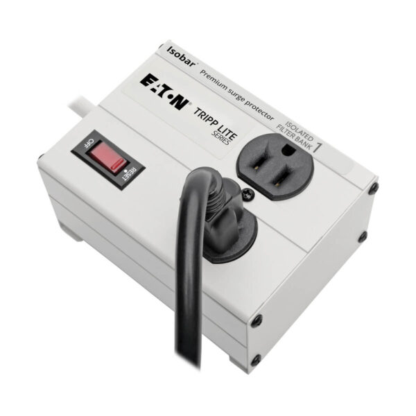 Tripp Lite series Isobar 2-Outlet Surge Protector, 6 ft. Cord with Right-Angle Plug, 1410 Joules, Metal Housing